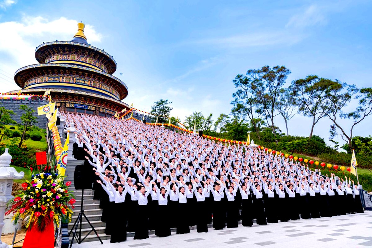 興建歷經25年的白陽聖廟17日正式落成啟用，並舉行祭天祈福大典。圖：一貫道總會 提供