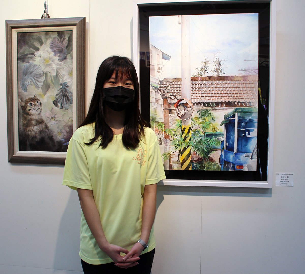 大甲國中美術班畢業展在港藝中心展出27日開幕 6 公07 陳律安將自己平時經過的風景畫為水彩作品《德化社區》