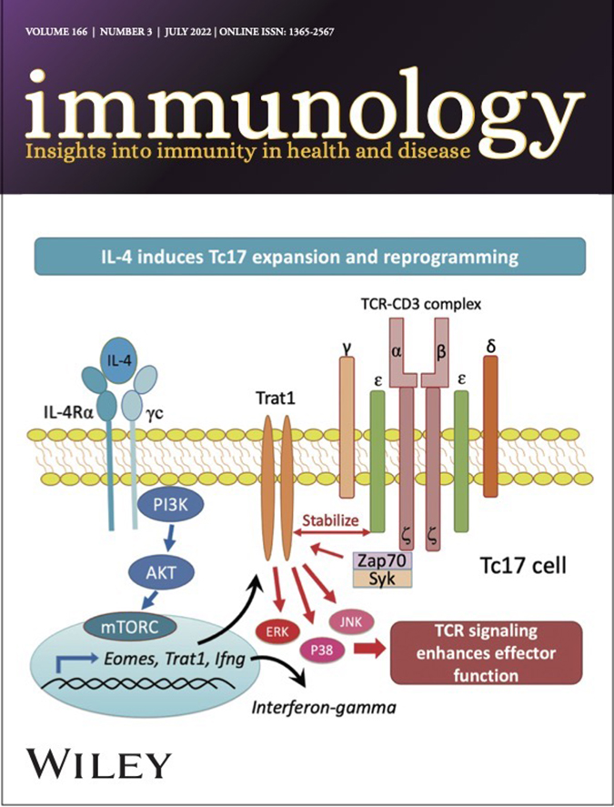 國際科學期刊《免疫學》（Immunology）封面。