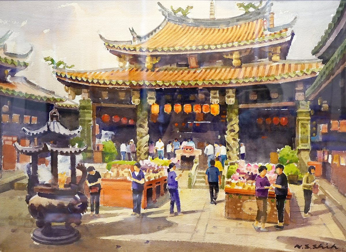 「鹿港百景-施南生水彩畫展」 13日公會堂開幕 2 DSC00340