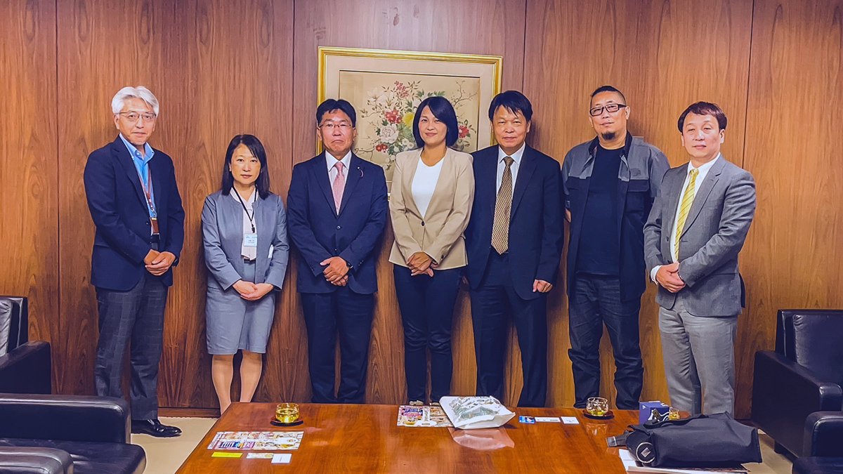 中市傑團國際發光 九天民俗技藝團獲東京邀演 2 文化局-張家銨議員及九天民俗技藝團拜訪中澤委員長-左三-內田部長-左二-平林課長