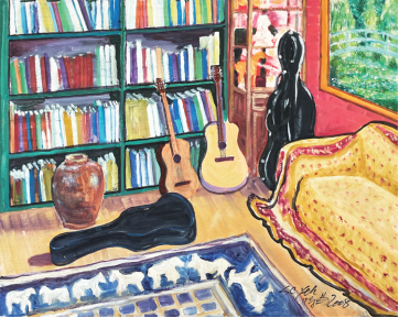 葉時昌博士藝術之路《70回眸》畫展 科博館藝術廊道元月亮麗登場 1 2008油畫「當大提琴遇見吉他」