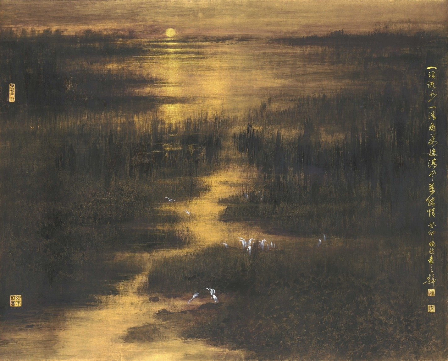 袁之靜的「一溪流水一溪月」畫作