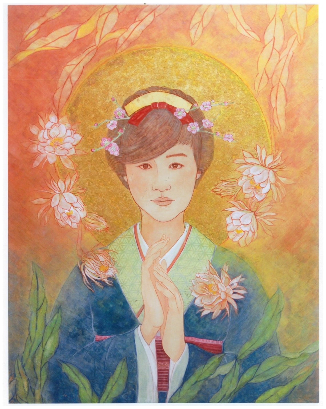國畫類第三名丁玉娟作品「盼.祈」。