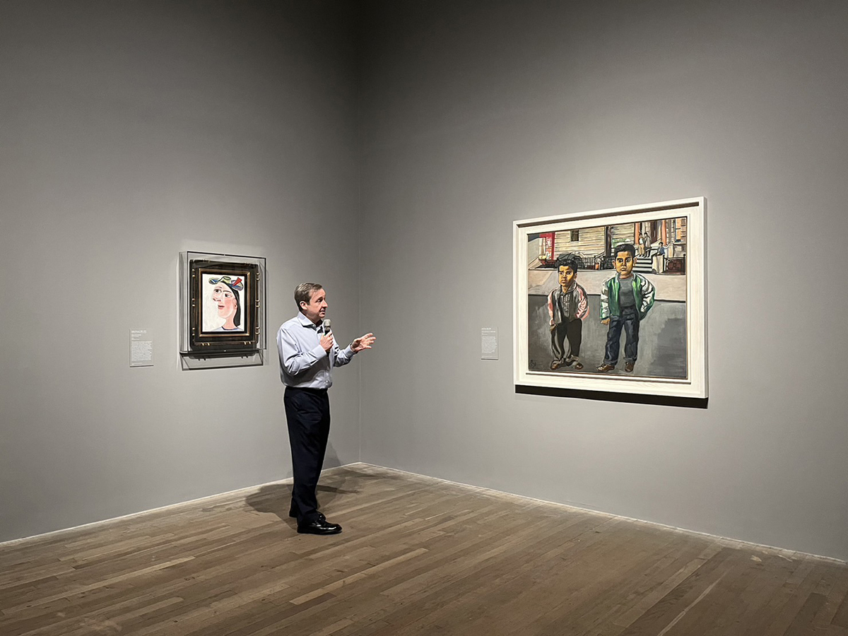 藝術史教科書大作現身大眾眼前，巴布羅．畢卡索〈女子肖像〉（左）及愛麗絲．尼爾 〈108街的波多黎各男孩〉將來高美館展出。