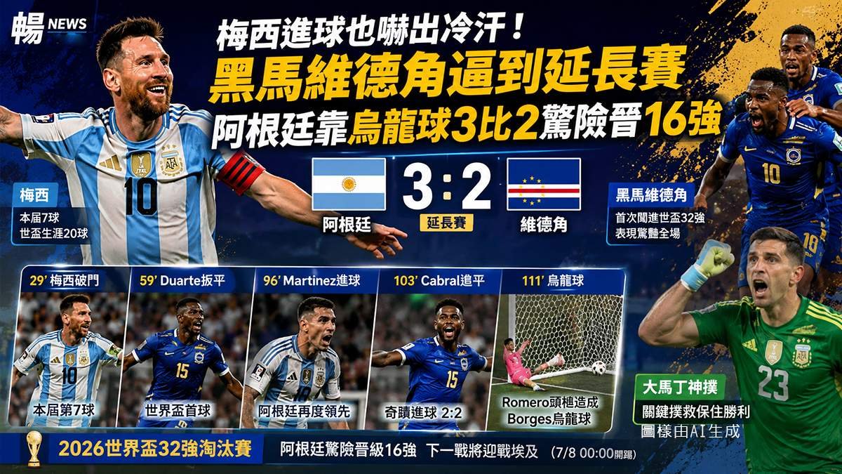 梅西進球也嚇出冷汗!黑馬維德角逼到延長賽 阿根廷靠烏龍球3比2驚險晉16強 1 agenting